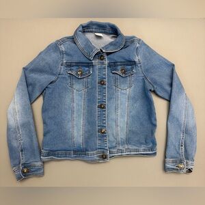 FabKids Denim Jacket Girls Size L 10/12 Blue Stretch Jean Jacket